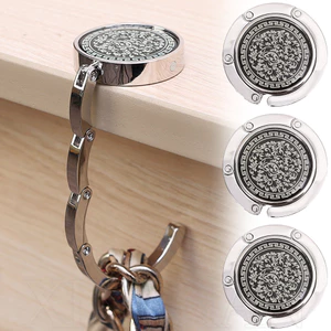 Hộp đựng túi xách nữ thời trang cổ điển - Móc treo túi gấp hoa trắng đen - Giá treo ví di động bền bỉ - Móc treo bàn đựng chìa khóa du lịch