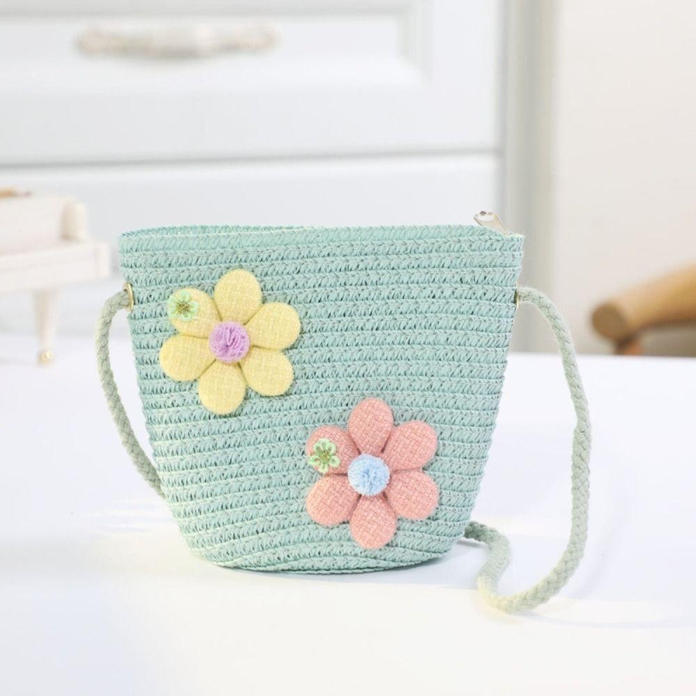 GETVOW Kid Messenger Túi, Dây Kéo Ảnh Đạo Cụ Bé Gái Túi Ống Hút Hoa, Handmade Dệt Ví Đựng Tiền Xu Giỏ Đựng Túi Xách Đeo Ngang