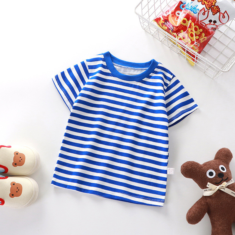 Phong Cách Mới Trẻ Em Áo Thun Tay Ngắn Cotton Nguyên Chất Bé Trai Bé Gái Mùa Hè Một Mảnh Đáy Áo XGDC