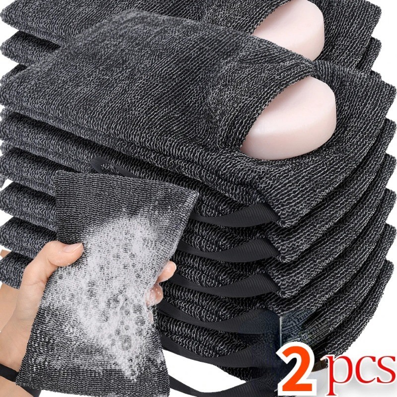[Nổi bật] Túi đựng xà phòng Nylon - Lưới tẩy tế bào chết làm sạch da mặt - Phụ kiện phòng tắm - Có thể treo, hai lớp, di động, dày - Giá đỡ dầu gội tắm - Lưới xốp - Cung cấp du lịch