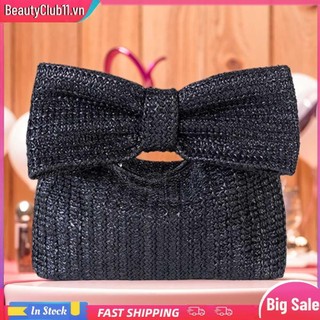 【Giao hàng từ Hà Nội】Túi xách nữ đi biển có nơ rơm dạ hội tiệc cưới nữ