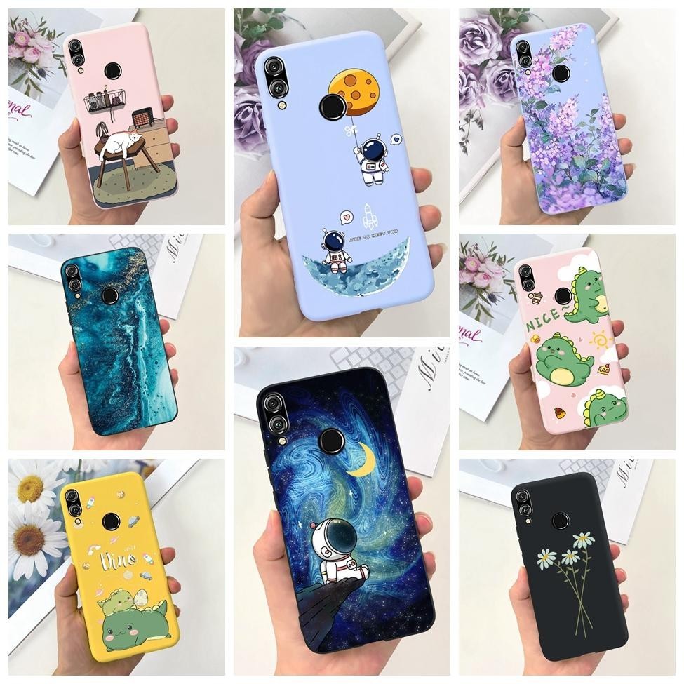 Honor 8X Vỏ JSN-L22 Kẹo Chống Sốc Silicon Ốp Lưng Điện Thoại Honor 8X Hoa Thời Trang Dễ Thương Mèo Phi Hành Gia Sơn