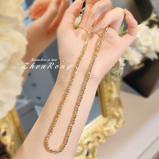 Châu Âu Mỹ ins Phong Cách Mới Màu Vàng Vòng Cổ Đa Năng Dây Xích Vòng Tay Nữ 5mm