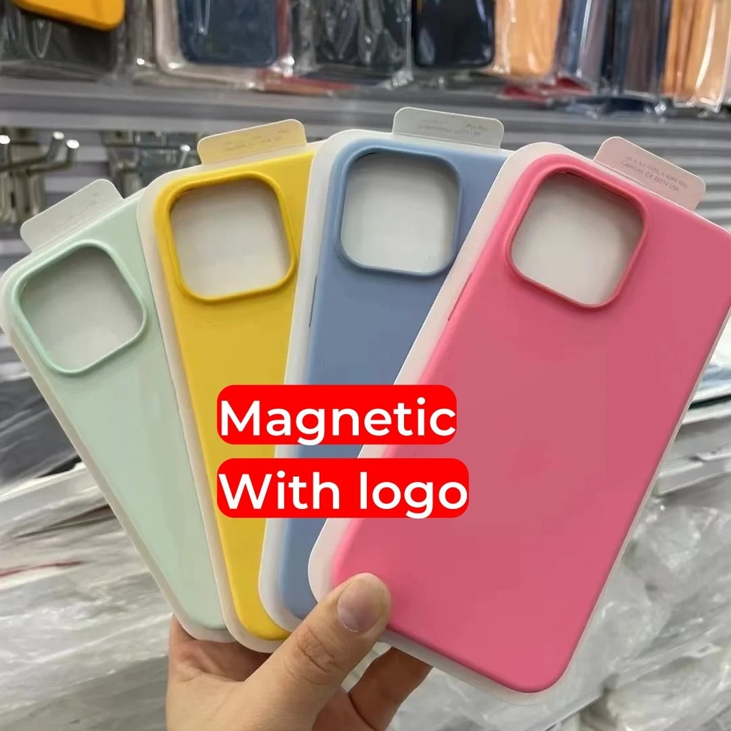 (Chính thức 1: 1) Silicon lỏng từ tính cho iphone 15 / 14 / 13 / 12 / Pro / Pro Max / plus / mini Vỏ điện thoại chất lượng cao Hoạt hình bật lên