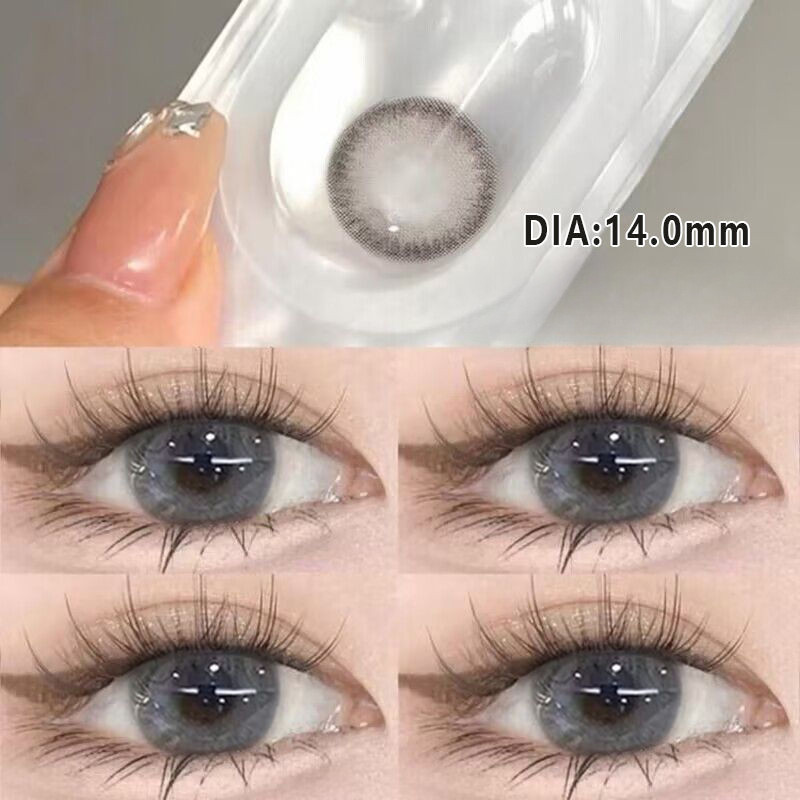 Set 2 Kính Áp Tròng Màu Đen contact lenses 0 ~ -8.00 black len 14.2mm lens cận lens nâu bean black 49