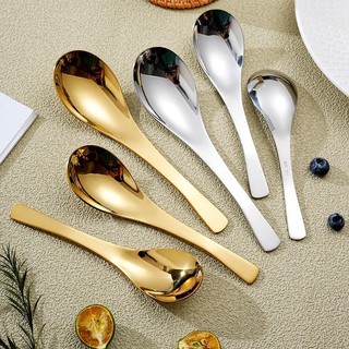 (ngắn sâu lòng) Combo 10 Muỗng ăn cơm  ăn canh súp  lòng sâu loại tròn bầu inox 304  có 3 size