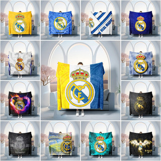 Real Madrid Câu Lạc Bộ Bóng Đá Logo Một Mặt In Hình Chăn Flannel Gia Đình Quà Tặng Thiết Thực Chăn Điều Hòa