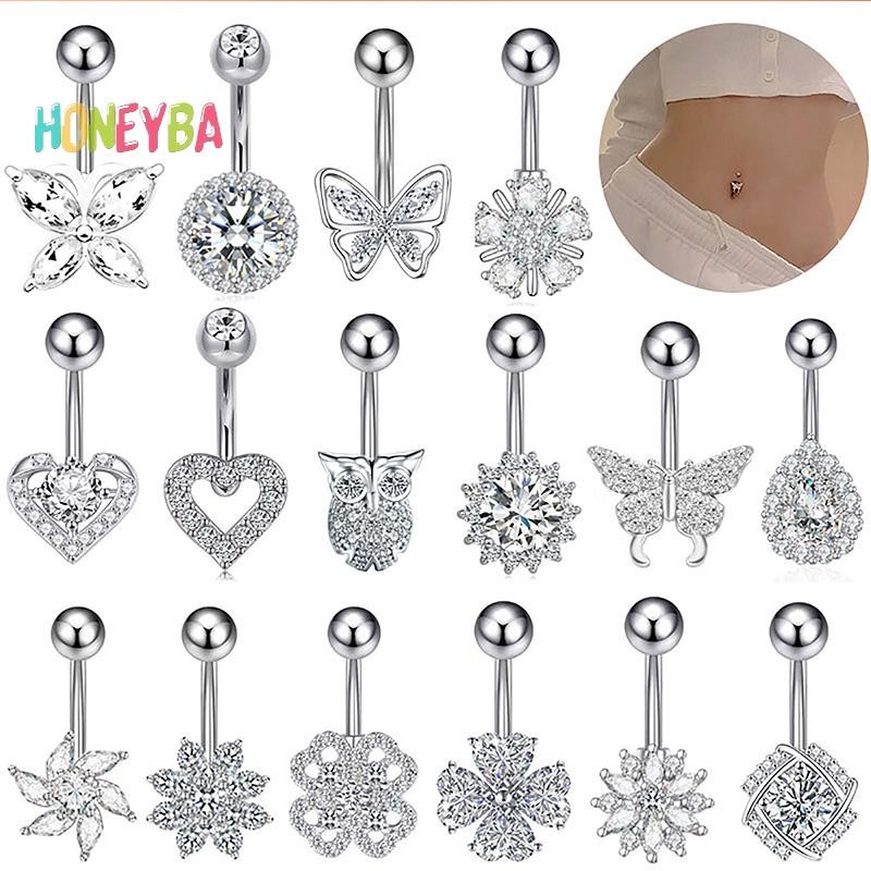 < Honeyba > Nhẫn Nút Bụng Trái Tim Gợi Cảm Cá Tính Dành Cho Nữ Bé Gái Pha Lê Zircon Bụng Rốn Nhẫn Cơ Thể Trang Sức Khuyên