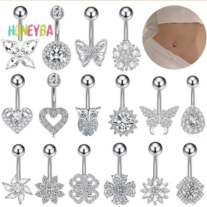 < Honeyba > Nhẫn Nút Bụng Trái Tim Gợi Cảm Cá Tính Dành Cho Nữ Bé Gái Pha Lê Zircon Bụng Rốn Nhẫn Cơ Thể Trang Sức Khuyên