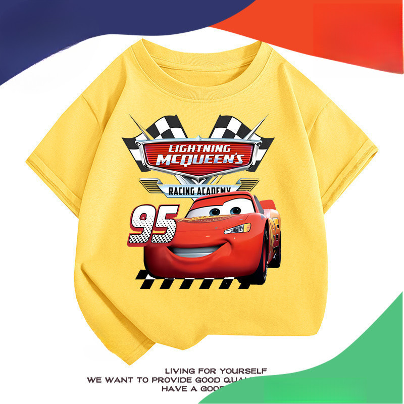 Áo thun trẻ em Flash McQueen 2 Anime, thoải mái, thoáng khí, tay ngắn cho bé trai và bé gái
