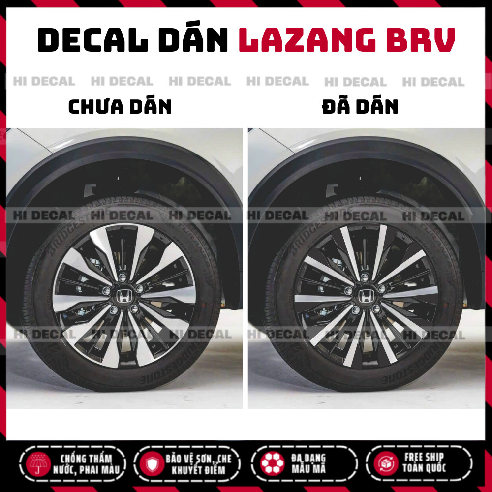 Tem dán mâm BRV, Decal lazang BRV trang trí tạo điểm nhấn