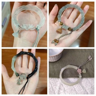 Vòng tay hoa sen LACYES, cổ ánh trăng trắng 58mm, trang sức phong cách thời trang trong suốt nữ