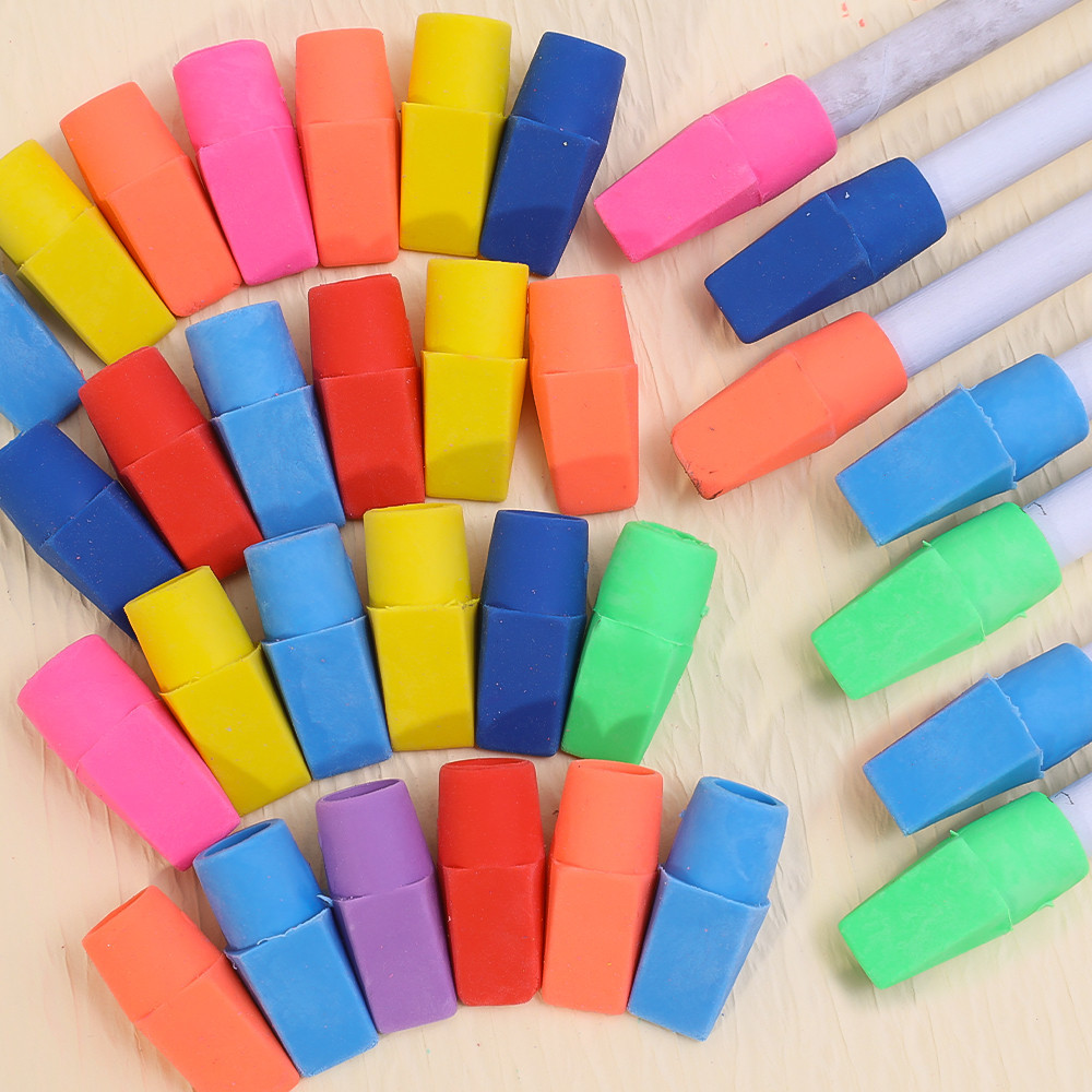 Vỏ bảo vệ nắp bút chì hình viên đạn - Tẩy chỉnh sửa tranh viết học sinh - 20 Cái Tẩy đầy màu sắc Bút chì Top Cap - Đồ dùng văn phòng phẩm văn phòng trường học