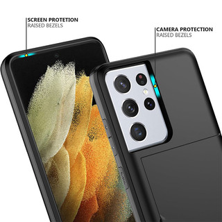 Dành Cho Samsung Galaxy S21 Ultra / S20 Plus / S21 FE Ốp Lưng Ví Đựng Thẻ ID Khe Cắm Cửa Trượt Túi Ẩn Chống Trầy Xước Vỏ Cứng Bảo Vệ Hai Lớp Vỏ TPU Ốp Lưng