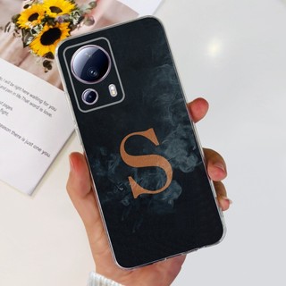 Dành Cho Xiaomi 13 Lite Ốp Lưng Thời Trang Mới Chữ Hoa Trong Suốt Silicon Mềm Cho Xiaomi Mi 13 Lite 13Lite Vỏ Điện Thoại