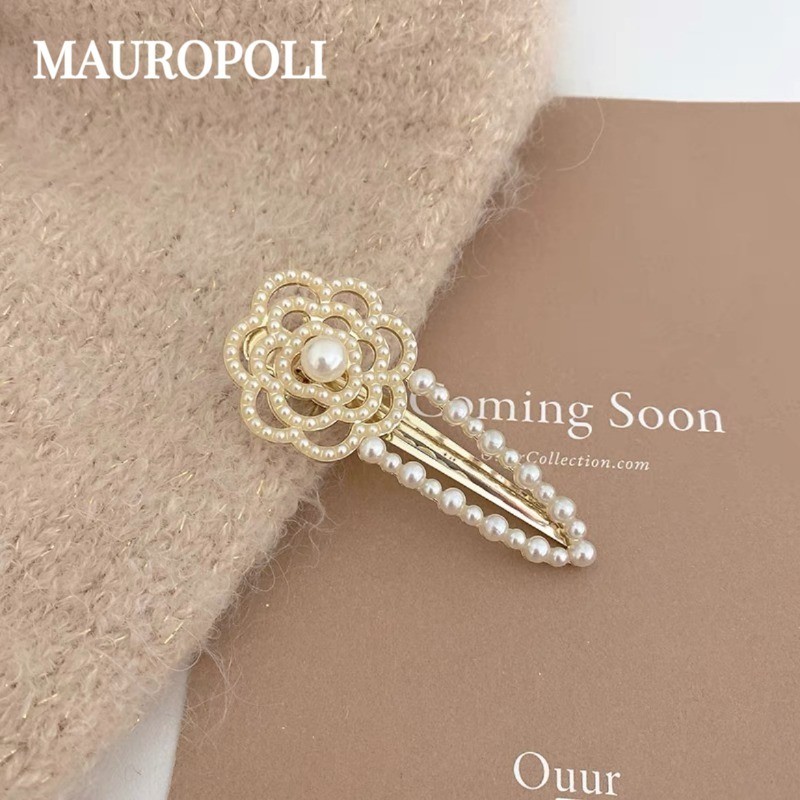Mauropoli [Sẵn sàng] Kẹp bên hoa hồng thanh lịch Tất cả các trận đấu Kẹp tóc gãy Kẹp tóc phẳng Kẹp tóc ngọc trai Kẹp tóc mỏ vịt Kẹp phụ kiện tóc