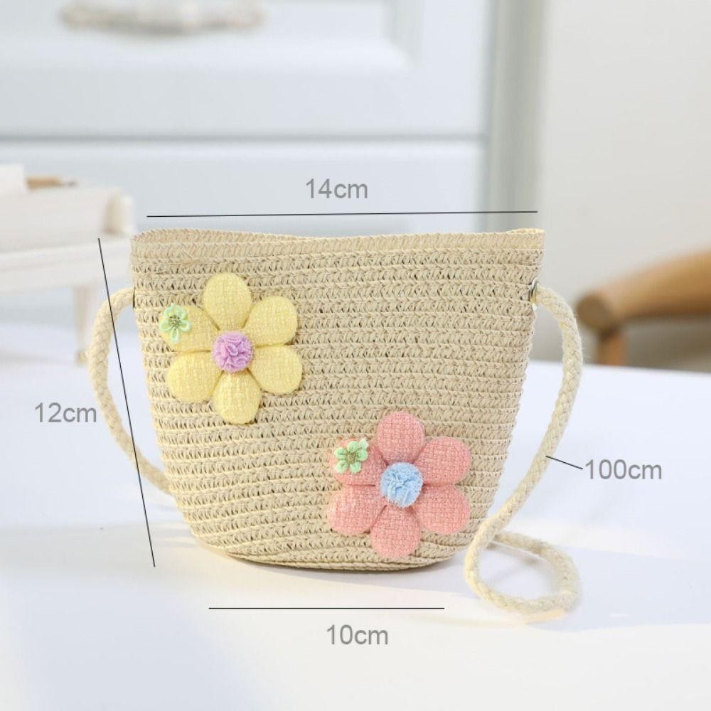 GETVOW Kid Messenger Túi, Dây Kéo Ảnh Đạo Cụ Bé Gái Túi Ống Hút Hoa, Handmade Dệt Ví Đựng Tiền Xu Giỏ Đựng Túi Xách Đeo Ngang