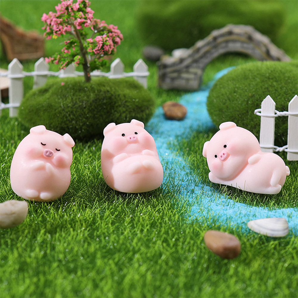 6 Chiếc Dễ Thương Heo Con Tự Động Nội Thất Đồ Trang Trí Nhựa Hồng Lợn Hoạt Hình Đồ Chơi Trang Trí Bảng Điều Khiển Văn Phòng Vườn Bộ Sưu Tập