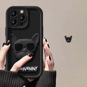 3D DIY Hoạt Hình Bulldog Ốp Lưng Điện Thoại iPhone 16 15 14 13 12 11 Pro Max X Xr Xs Max 7 8 Plus SE2020