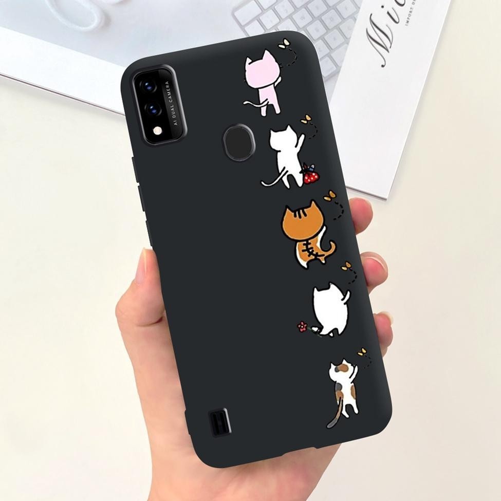 Ốp lưng ZTE Blade A51 2021 Vỏ silicon mềm chống sốc ZTE Blade A51 Ốp lưng dễ thương mát mẻ thời trang Hoa mèo Vỏ đen