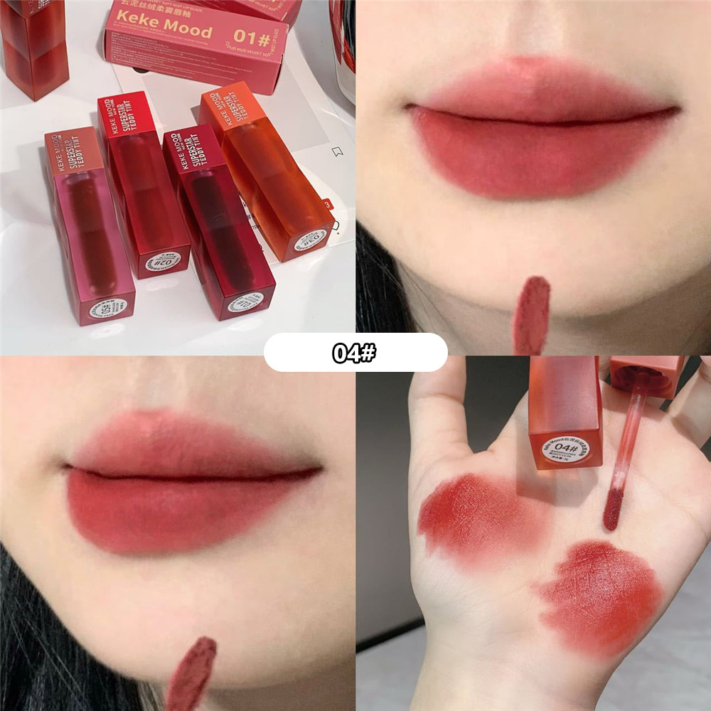 Ảnh Son Môi Kekemood 5 Màu Dạng Lì Có độ Bám Cao, Dưỡng ẩm, Không Dính Cốc, Lâu Trôi, Không Thấm Nước, Mỹ Phẩm Trang điểm Môi *THỦY TINH 4