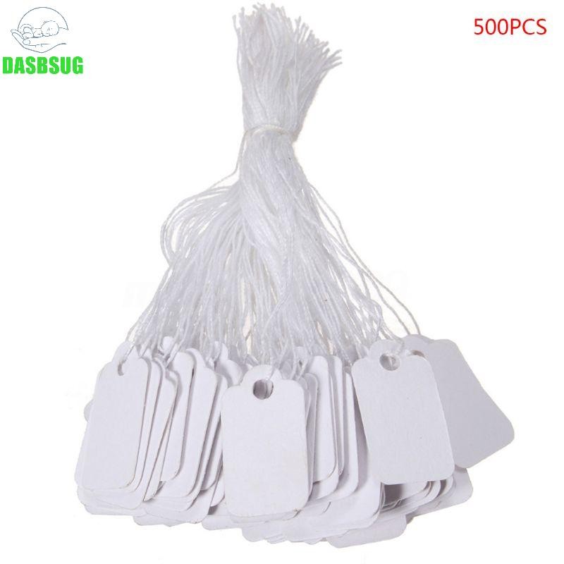 Dasbsug 500 Miếng Giấy Trống Nhỏ Có Thể Ghi Giá Đánh Dấu Thẻ Nhãn Quần Áo Hiển Thị Thẻ Có Dây Treo Cho Cra