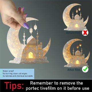 Đồ trang trí tháng Ramadan PWSSEND, Quà tặng bàn tiệc tại nhà Lễ hội Ramadan 2D Lâu đài mặt trăng Acrylic, Chất lượng cao 2025 Eid Al-fitr Mubarak Ramadan Quà tặng trẻ em