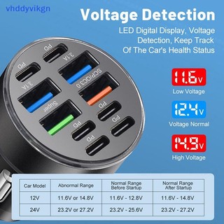 Bộ sạc điện thoại ô tô Vhd 10 cổng USB Type-C cho xe tải Bộ chuyển đổi nguồn USB-C cho Huawei VN