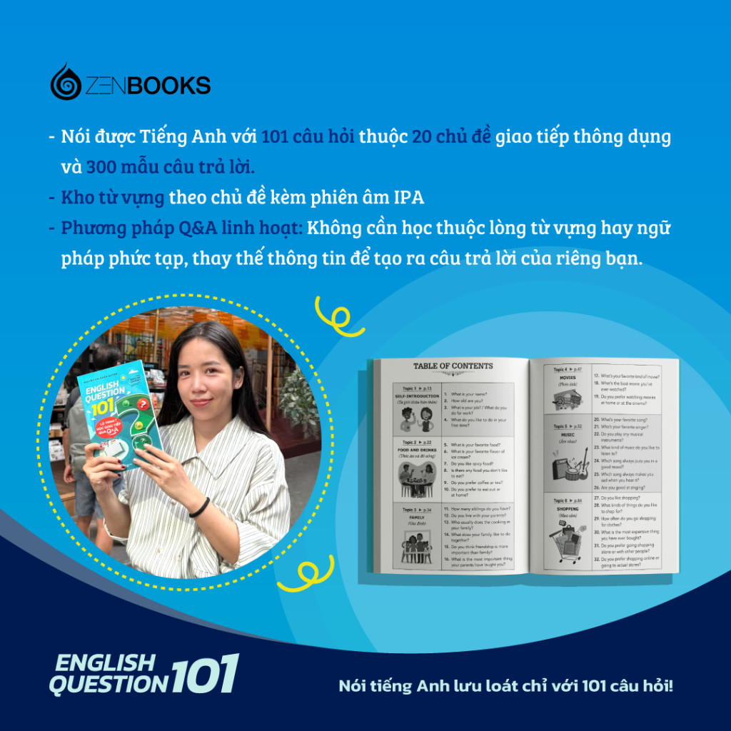 Ảnh Sách - ENGLISH QUESTION 101: Lộ Trình Học Giao Tiếp Qua Q&A - Zenbooks 3