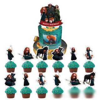 G13 Pixar Brave Merida Chủ Đề Công Chúa Chúc Mừng Sinh Nhật Trang Trí Thẻ Bánh Topper Bóng Biểu Ngữ Đảng Nhu Cầu G13