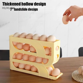 Huxuan Sử Dụng Tự Động Cuộn Xuống Trứng Hộp Bảo Quản Nhà Bếp Tủ Lạnh Cửa Bên Bảo Quản Trứng Giá 30 Miếng Để Gói Hộp Trứng RFT