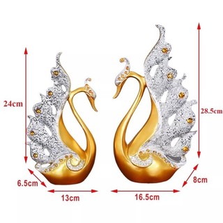 Tượng Cặp Đôi Thiên Nga Bunnies trang Trí decor phòng khách phòng ngủ kệ tủ quà tặng đám cưới Tân gia khai trương