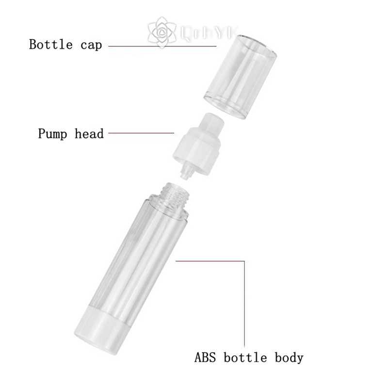 Qrhyk 15ml-100ml Airless Lotion Cream Pump Chai có thể đổ lại Hộp đựng du lịch trong suốt mới