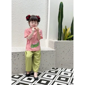 Bộ lụa hình hoa sen cho bé gái 8-28kg. sét bộ bà ba xinh xắn cho bé gái
