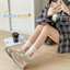 Tất nữ Little Beaver Ruby màu hồng, 1 đôi, chất liệu cotton, kiểu dễ thương, phong cách ins