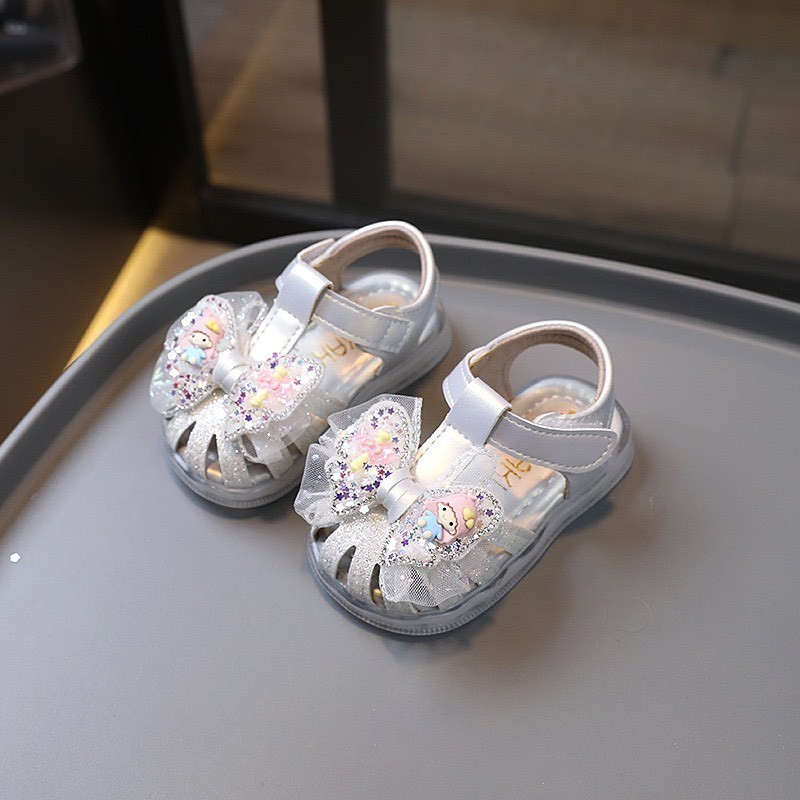 sandal bé gái dép rọ tạp đi bảo vệ chân cho bé từ 6m nơ cô gái xinh xắn chống trượt êm chân công chúa A1609