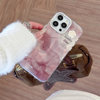 Ốp điện thoại hoa trà ba chiều màu đỏ rượu vang cho iPhone15 14 13 12 11 Pro MAX IXS MAX XR XS Bảo vệ camera mạ điện chống sốc sang trọng Ốp lưng cứng