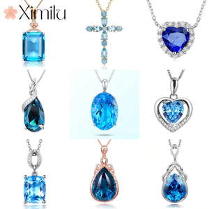 ❤ Ban Đầu Phong Cách Mới Đa Phong Cách Sapphire Series Full Kim Cương Bạc Vòng Cổ Nữ Bán Chạy Mặt Dây Chuyền Sapphire Tinh Tế Sang Trọng Quà Tặng