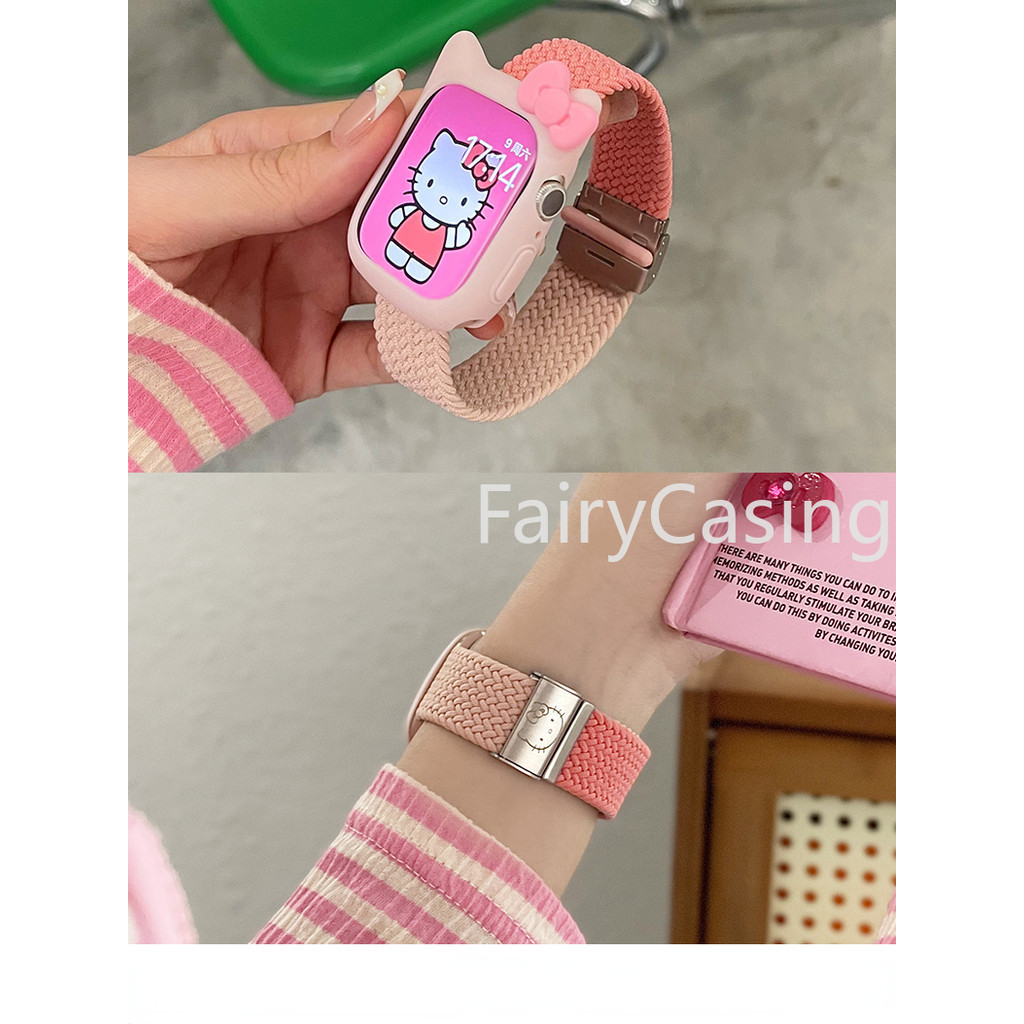 Hoạt Hình Mèo Dễ Thương Silicone S11 Dây Đeo + S11 Dành Cho Apple Watch Band Ultra 2 49MM Series 9 45mm 41mm 44mm 40mm Correa 38 42mm Vòng Tay iwatch 8 7 SE 6 5 4 3 45 mm 41mm Bao