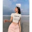 Áo croptop tay ngắn ôm body 29 cổ tròn in chữ Club cực chất A5387
