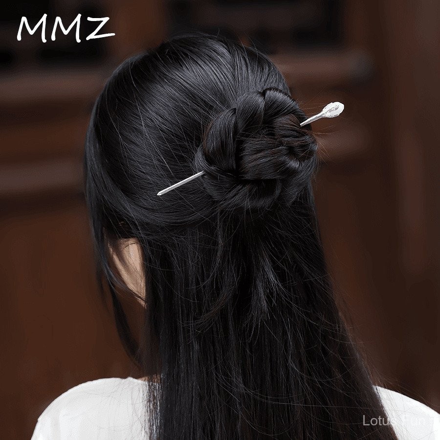 Kẹp tóc hoa mộc lan bạc handmade nguyên bản, phụ kiện tóc cổ điển đơn giản cho quý ông