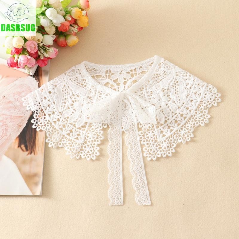 Dasbsug Mùa Xuân Rỗng Ra Ruy Băng Nơ Giả Cổ Áo Choàng Quấn Thêu Ren Hoa Lá Chống Nắng Vòng Cổ C