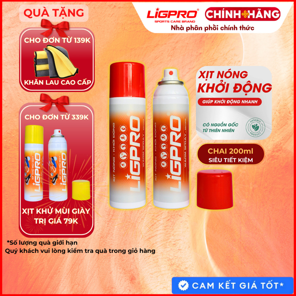 Xịt nóng khởi động LIGPRO 200ml Chiết xuất từ thiên nhiên, giảm đau giúp khởi động hiệu quả thethaochinhhang