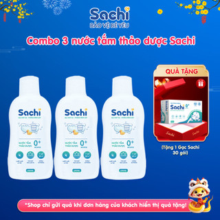 [Tặng 1 Gạc Răng Miện Sachi] Combo 3 Nước Tắm Thảo Dược SACHI Ngừa Rôm Sảy, Ngăn Cảm Cúm, Cảm Lạnh Cho Bé Lọ 250ml