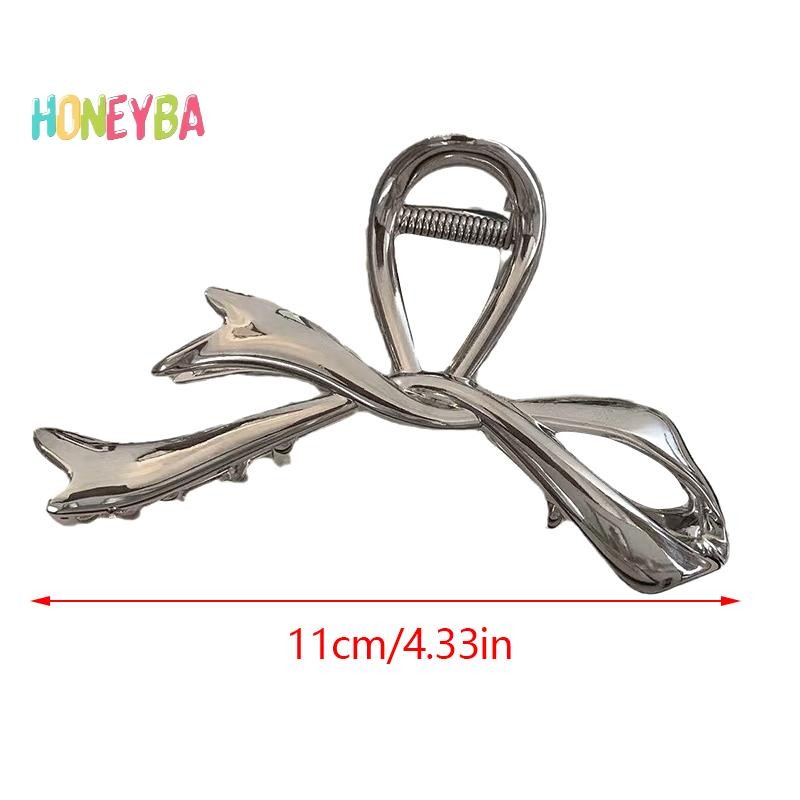 < Honeyba > 2023 Kẹp Móng Vuốt Kim Loại Nơ Thắt Nơ Kẹp Kim Loại Tóc Bạc Phong Cách Vuốt Tóc Cao Cấp Đa Năng Thìa Trang Trí Tóc Mũ nón