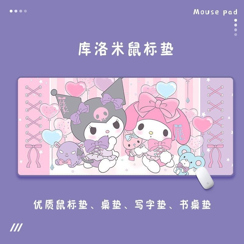 Sanrios Kuromi kawaii Hoạt Hình Miếng Lót Chuột 60x30cm Anime Bàn Phím Chuột Thảm Mềm Chống Trơn Trượt Bàn Di chuột Game Thủ Decoracion