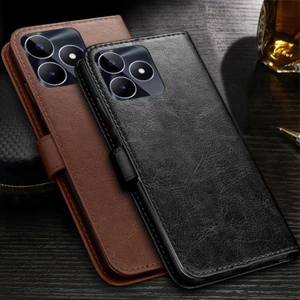 Dành Cho Realme 14X Note 50 60 15 Pro C71 C73 C75 C75X C63 C53 C51 15 14 13 Pro + 4G 5G Tích Hợp Khe Cắm Thẻ Ví Da Lật Đứng Từ Tính Coque Cover