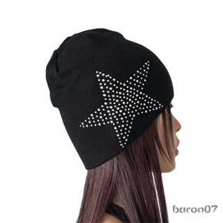 Phụ Nữ Mùa Đông Ấm Mũ Beanie Kim Cương Giả In Hình Ngôi Sao Thời Trang Trượt Băng Cắm Trại Đi Bộ Đường Dài Mũ