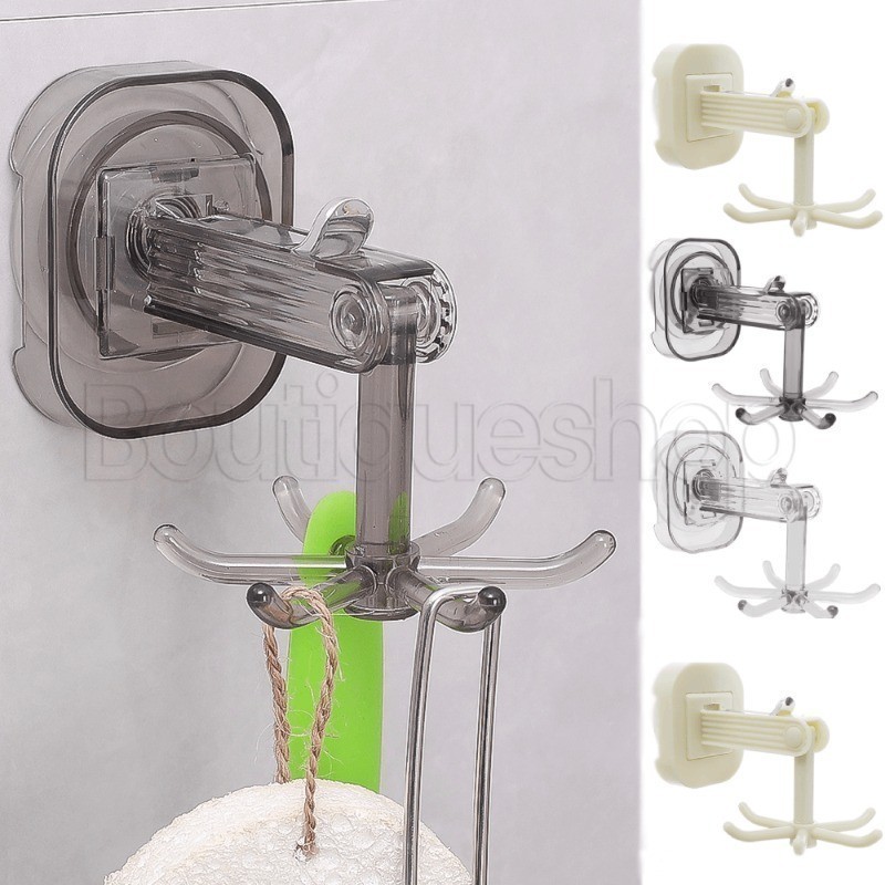 [Đặc sắc] Móc quay sáu móng tay cốc hút - Móc treo phòng tắm đục lỗ không lỗ - Kệ sắp xếp chống nước - Giá đựng đồ phòng tắm treo tường - Đồ dùng sắp xếp gia đình