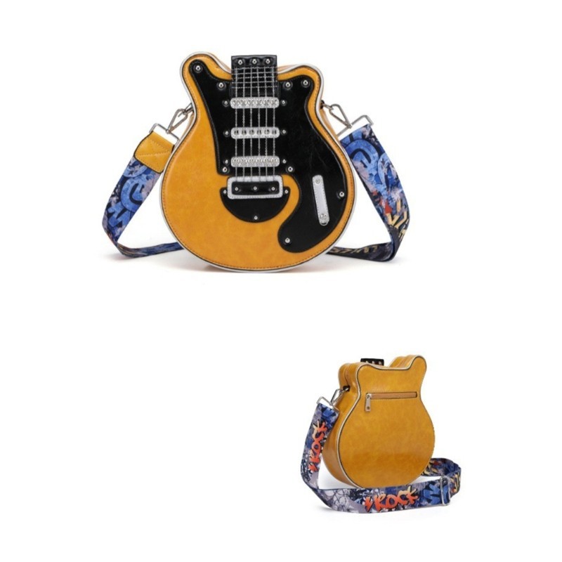 Vic Túi Đeo Vai Nhỏ Hình Đàn Guitar Sáng Tạo Túi Đeo Ngang Dây Kéo Túi PU